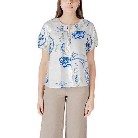 ICHI White Viscose Women's Shortsleeve